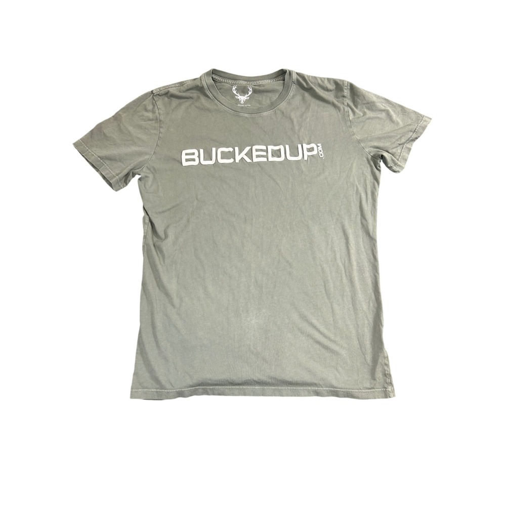Bucked Up Mens Organic Cotton Graphic T-Shirt Medium Green Short Sleeve Logo Tee
